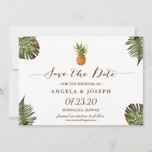 Save The Date Mariage à l'ananas Feuille tropical Enregistrer la