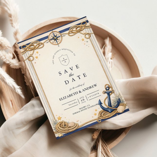 Save The Date Mariage à l'ancre de compas nautique (Créateur téléchargé)