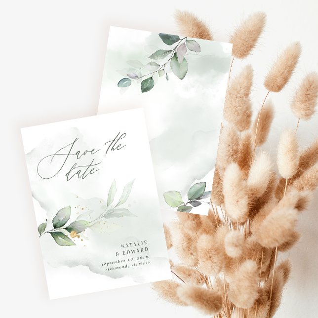 Save The Date Mariage à l'aquarelle et or métallisé (Créateur téléchargé)