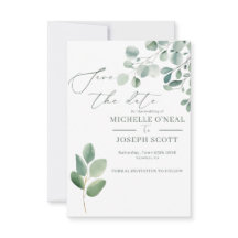 Mariage à l'aquarelle vert sauge eucalyptus