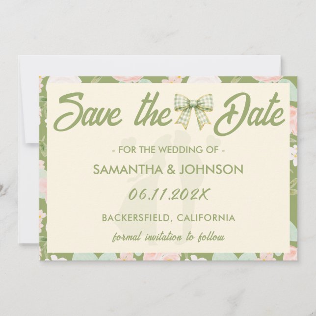 Save The Date Mariage à l'arc-en-ciel de fleurs sauvages vert Gi (Devant)