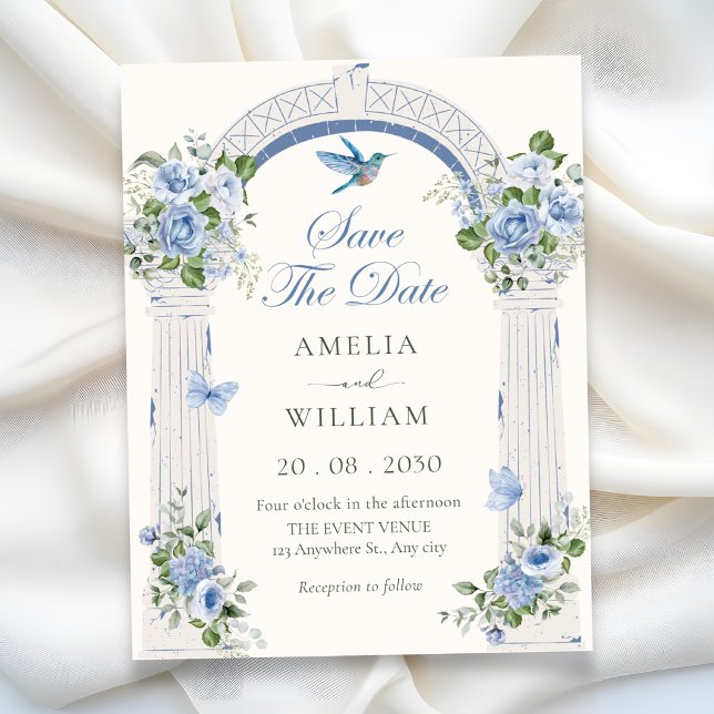 Save The Date Mariage à l'arche florale bleue (Créateur téléchargé)