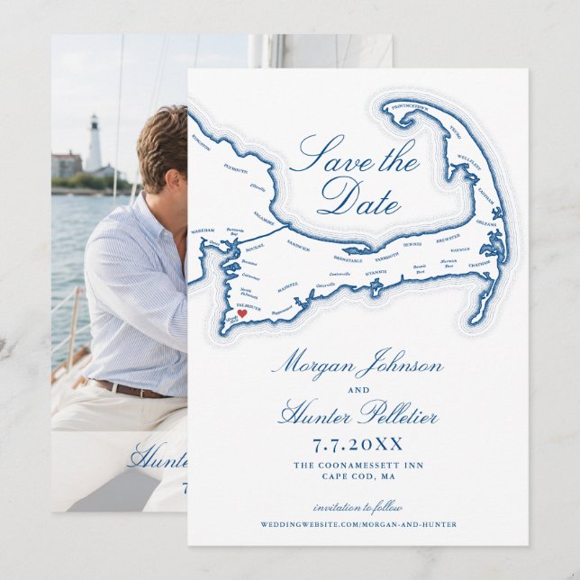 Save The Date Mariage à l'auberge Coonamessett (Devant / Derrière)