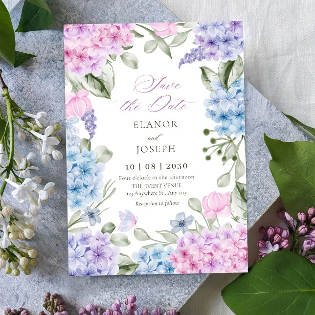 Save The Date Mariage à l'hortensia floral (Créateur téléchargé)