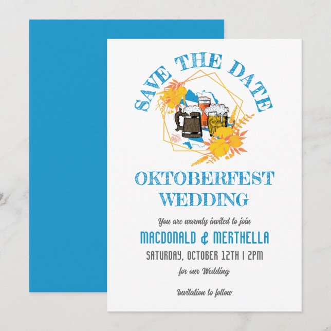SAVE THE DATE MARIAGE À L'OCTOBERFEST (Devant / Derrière)