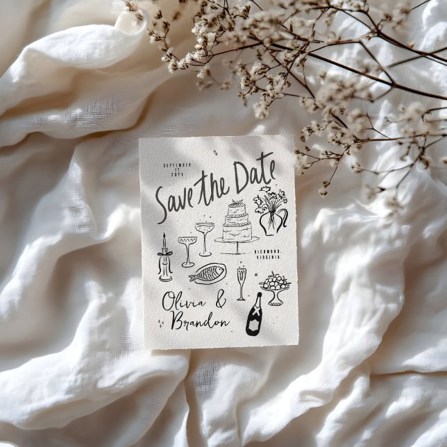 Save The Date Mariage à main fantaisiste illustré (Créateur téléchargé)