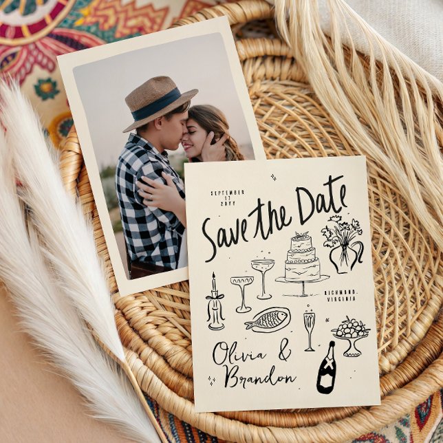Save The Date Mariage à main fantaisiste illustré (Créateur téléchargé)