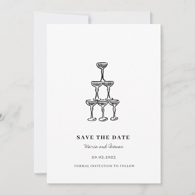Save The Date Mariage à main moderne Enregistrer la date (Devant)