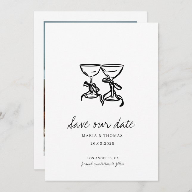 Save The Date Mariage à main moderne Enregistrer la date (Devant / Derrière)