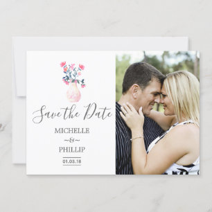 Save The Date Mariage à Paris aquarelle florale Enregistrez la D
