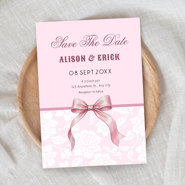 Save The Date Mariage à ruban rose (Créateur téléchargé)