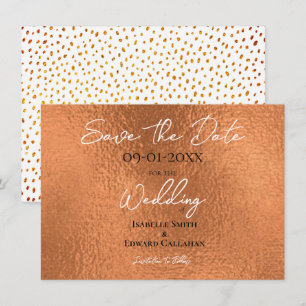 Save The Date Mariage à texture métallique cuivre faux élégant