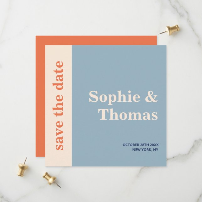 Save The Date Mariage à typographie moderne et audacieuse, Enreg (Devant/Arrière en situation)