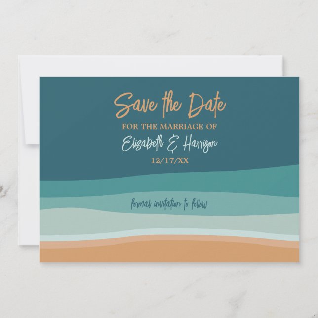 Save The Date Mariage Abstrait Ocean Beach (Devant)