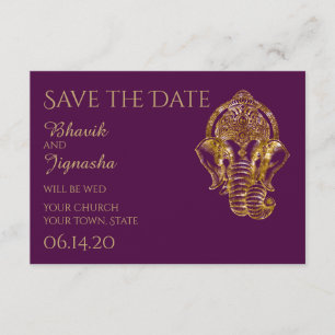 Save The Date Mariage amérindien violet doré Sauvez la date