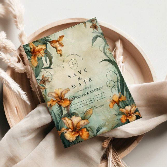 Save The Date Mariage Antique Botanique aux Lys (Créateur téléchargé)