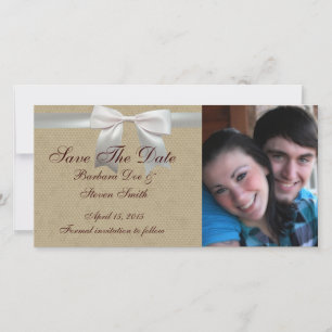 Save The Date Mariage Antique Dentelle Lin Blanc Classique Joli