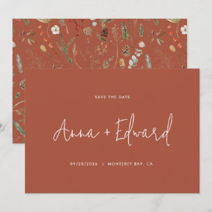 Save The Date Mariage aquarelle botanique moderne terre cuite