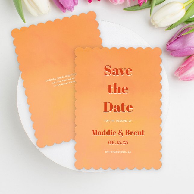 Save The Date Mariage Aquarelle Coucher de Soleil Orange Moderne (Créateur téléchargé)