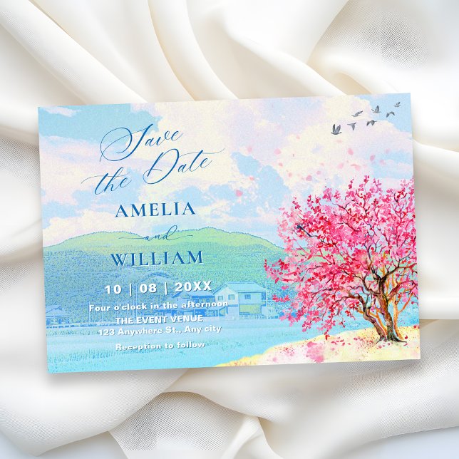 Save The Date Mariage aquarelle esthétique de printemps (Créateur téléchargé)