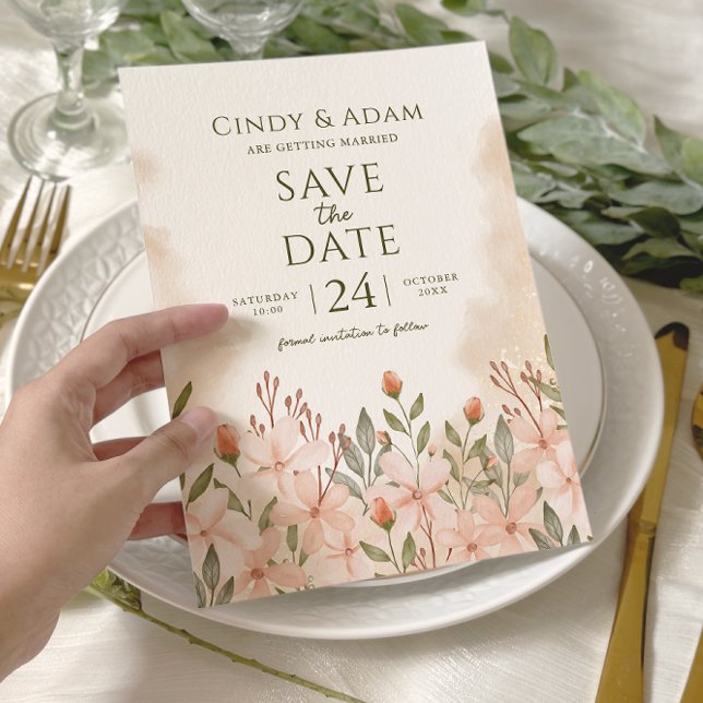 Save The Date Mariage aquarelle florale rose blush (Créateur téléchargé)