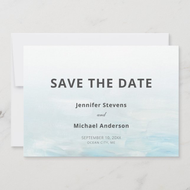 Save The Date Mariage aquarelle nautique bleu moderne (Devant)