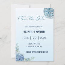Mariage aquarelle romantique aux hortensias bleu p