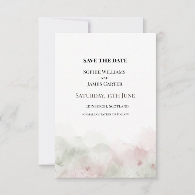 Save The Date Mariage Aquarelle Rose (Devant)