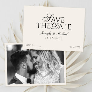 Save The Date Mariage Argent Ancien Noir et Ivoire