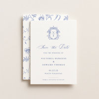 Mariage Armoiries Monogramme Bleu Régence