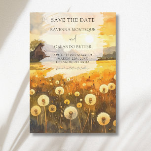 Save The Date Mariage Art Aquarelle Grange Pissenlit Automne