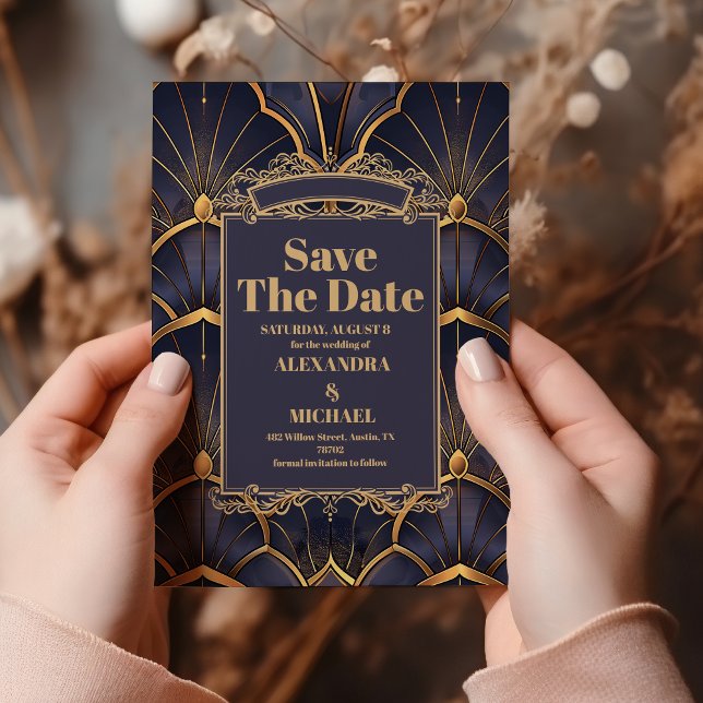 Save The Date Mariage Art déco Vintage violet (Créateur téléchargé)