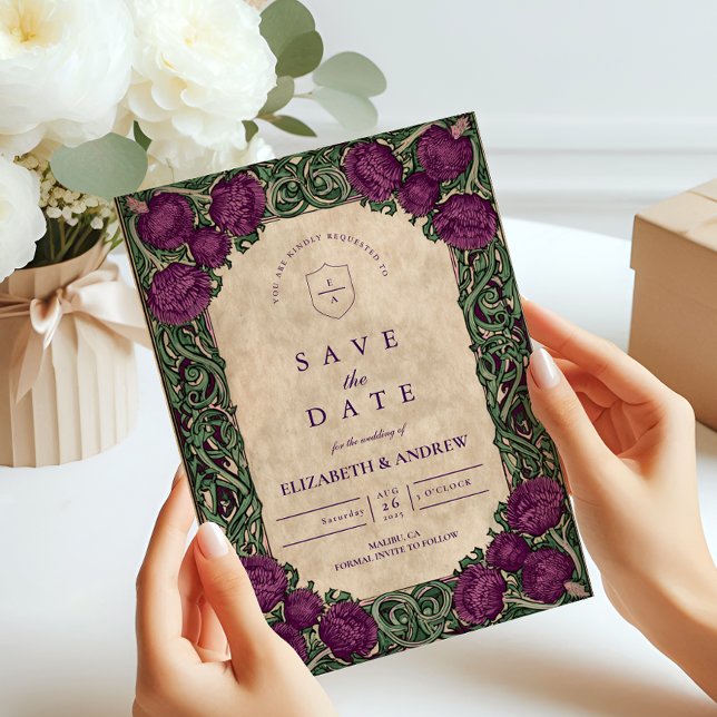 Save The Date Mariage Art Nouveau au chardon (Créateur téléchargé)