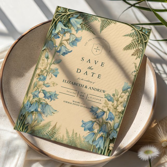 Save The Date Mariage Art Nouveau Bleuet (Créateur téléchargé)
