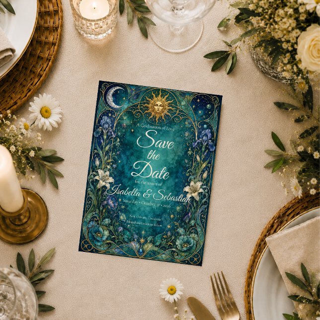 Save The Date Mariage Art Nouveau Céleste Éthéré (Créateur téléchargé)