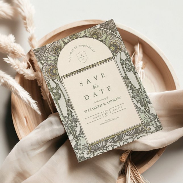 Save The Date Mariage Art nouveau dans un vert sauge poussiéreux (Créateur téléchargé)