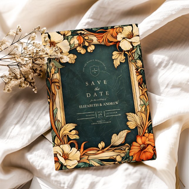 Save The Date Mariage Art Nouveau d'Automne Doré (Créateur téléchargé)
