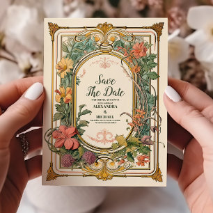 Save The Date Mariage Art Nouveau Floral Vintage