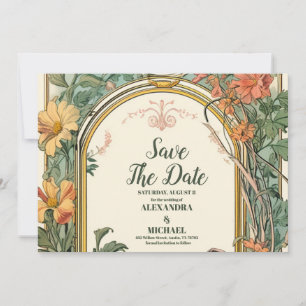 Save The Date Mariage Art Nouveau Floral Vintage