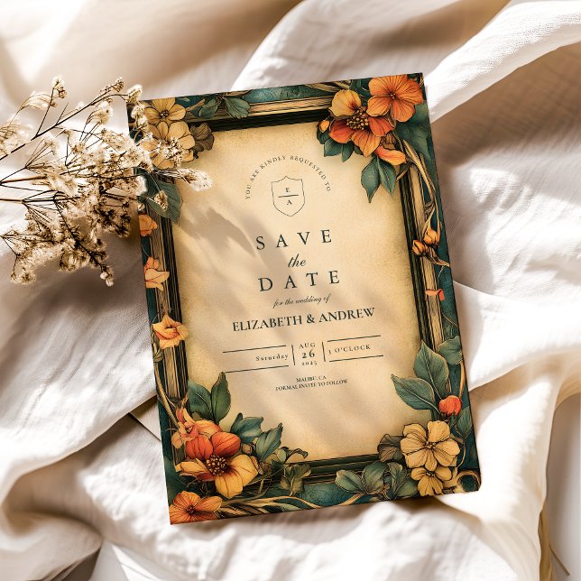 Save The Date Mariage Art Nouveau Orange Brûlé (Créateur téléchargé)