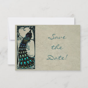 Save The Date Mariage Art nouveau Paon Économisez la Date