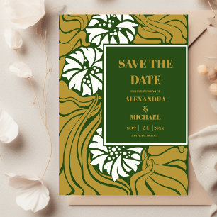 Save The Date Mariage Art nouveau vert classique