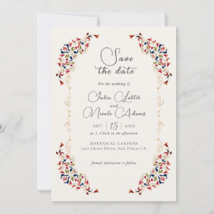 Save The Date Mariage Artistique Botanique Floral Paisley de Lux
