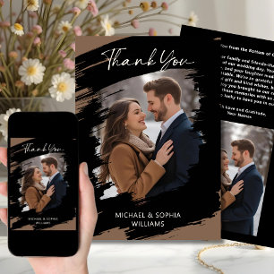 Save The Date Mariage artistique moderne Merci noir Brown