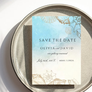 Save The Date Mariage au bord de la mer Bleu océan d'été Mariag