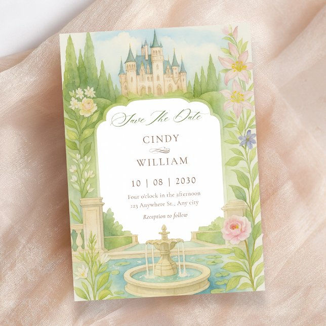 Save The Date Mariage au château de jardin esthétique  (Créateur téléchargé)