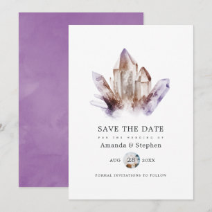 Save The Date Mariage au cristal d'améthyste