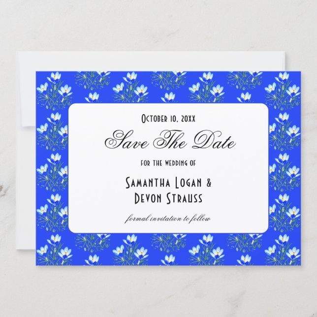 Save The Date Mariage au Crocus Bleu (Devant)