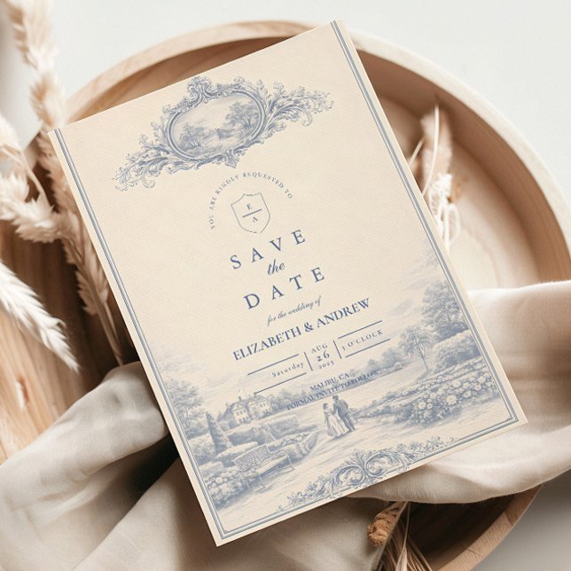 Save The Date Mariage au Domaine du Jardin Toile Bleue (Créateur téléchargé)