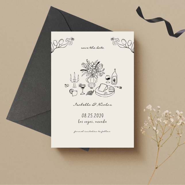 Save The Date Mariage au Gribouillage Dessiné à la Main (Créateur téléchargé)